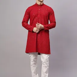 Yugnik Men Embroidered Regular Kurta with Pyjamas-picture-14