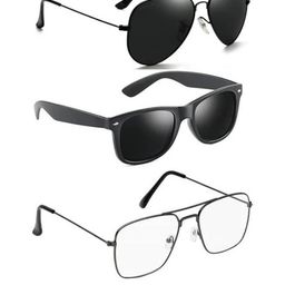 Arzonai Unisex Clear Lens & Black Sunglasses with-picture-12