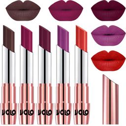 VOLO Set Of 5 Creme Matte Lipstick -Chocolate35- Magenta45- Wine47- Purple48- Orange49-29