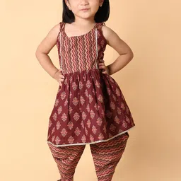 BEBE UNICORN Girls Floral Printed Regular Gotta Patti Pure Cotton Kurta with Dhoti Pants-image-67