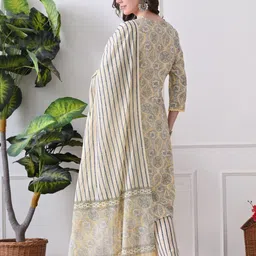HERE&NOW Women Printed Regular Pure Cotton Kurta with Trousers & With Dupatta-picture-43
