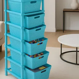 JD FRESH Stylo Blue 6 Tier Drawer Organiser-picture-0