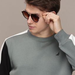 Nautica Men Colourblocked Pure Cotton Sweatshirt-image-44