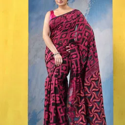 DESH BIDESH Ethnic Motifs Handloom Jamdani Saree-image-16