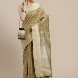 Anouk Checked Zari Silk Blend Saree-image-26