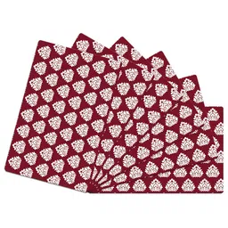 Kuber Industries 6-Pcs Beige & Maroon Printed Fridge Mat-35