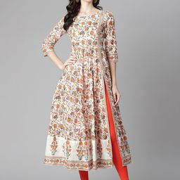 Poshak Hub Floral Printed Round Neck Anarkali Pure Cotton Kurta-image-52