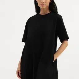 United Colors of Benetton Cotton Round Neck Solid T-shirt Dress-picture-13