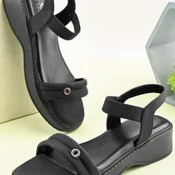 XE Looks Synthetic Leather Black Heels-43
