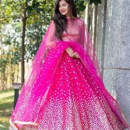 BAESD Floral Embroidered Semi-Stitched Lehenga & Unstitched Blouse With Dupatta-picture-58