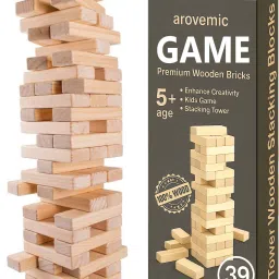 arovemic VIP Jenga Wooden Block Stacking Tower Game for Kids Ages 5+ image 1