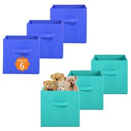Kuber Industries Green & Blue 6 Pieces Non-Woven Cloth Organisers-46