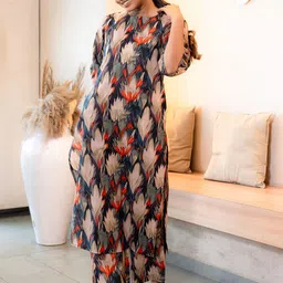 GULABOSITABO Women Printed Regular Pure Cotton Kurta with Trousers-34