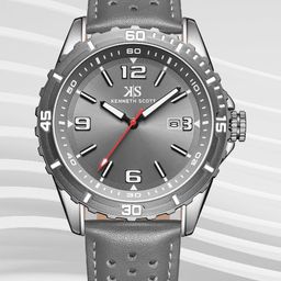 KENNETH SCOTT Men Dial & Leather Bracelet Style Straps Analogue Watch K24022-XLXX-13