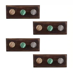 Indianshelf Green & Brown 4 Pieces Printed Wooden Hook Holder-32