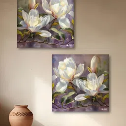 Myntra Elegant Homes Premium Painting White & Green 2 Pieces Floral Canvas Wall Arts-image-24