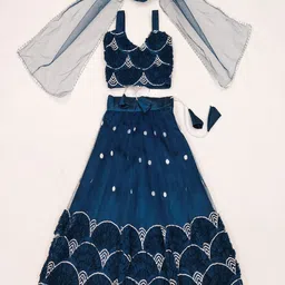 Atierking Girls Embroidered Sequinned Ready to Wear Lehenga & Blouse With Dupatta-17