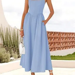 Outzidr Halter Neck Maxi Midi Dress-image-93