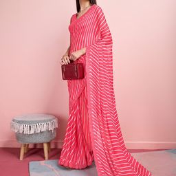 Ishin Leheriya Sequinned Saree with Blouse-image-4