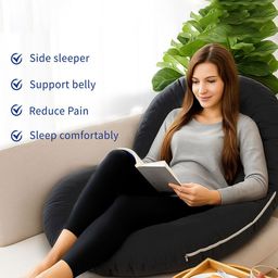 Kuber Industries Black Memory Foam Filled Polycotton Maternity Pillow image 2