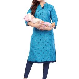 B2F Manufacturing & Designing Kurti Women Geometric Woven Design Feeding Kurta-image-22