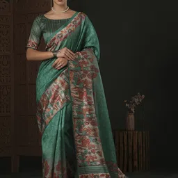Mitera Floral Silk Blend Dabu Saree-picture-22
