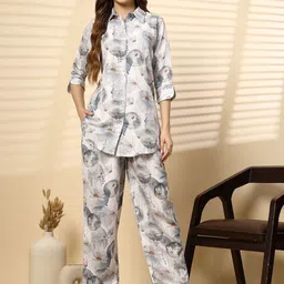 Clora Creation Printed Shirt Collar Shirt With Palazzo Co-Ords-image-87
