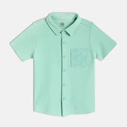 MINI KLUB Boys Spread Collar Textured Cotton Casual Shirt-image-51