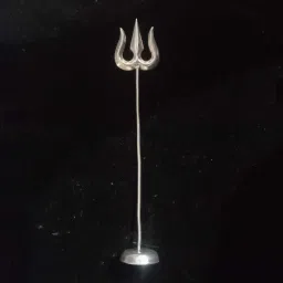 Pure Silver Trishul with Stand for Home Pooja and Car (8 gm) Decorative Showpiece - 10.16 cm-38