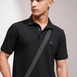 HIGHLANDER Men Self Design Polo Collar Cotton T-shirt-image-56