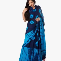 KIAARON Ombre Pure Cotton Block Printed Saree-16