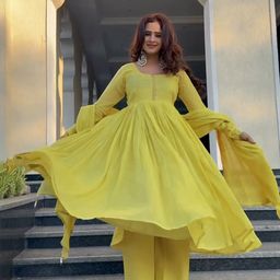 Moda Rapido Floral Yoke Design Round Neck Pure Cotton Kurta With Trousers & Dupatta-picture-21