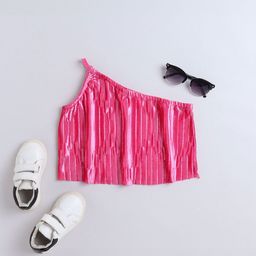 taffykids Striped One Shoulder Velvet Top-11