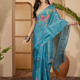 SHADOW & SAINING Floral Zari Silk Blend Fusion Saree-picture-11