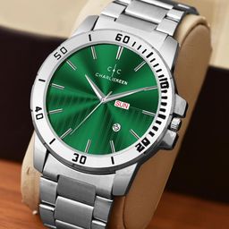 CHARLIEKEEN Men Patterned Dial & Stainless Steel Straps Analogue Watch CC-GR010-GRN-CH-image-50