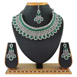 Anouk Rhodium-Plated Artificial Stone-Studded & Beaded Jewellery Set With Maangtikka-6