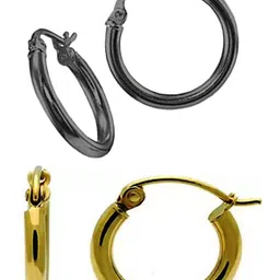 shobhram Set Of 2 Stainless Steel Contemporary Hoop Earrings-13