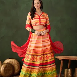 Sangria Printed Lehenga With Choli & Dupatta-picture-6