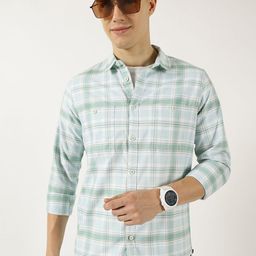 Thomas Scott Men Classic Fit Tartan Checked Cotton Slim Fit Casual Shirt-picture-32