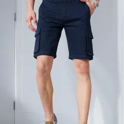 British Club Men Slim Fit Low-Rise Outdoor Cargo Shorts-image-62