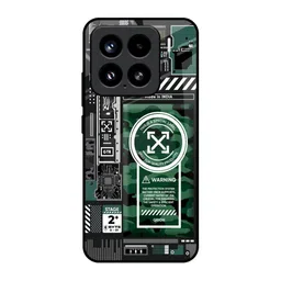 QRIOH Green Camo Circuit Printed Silicone Glass Xiaomi 15 5G Back Case-picture-6