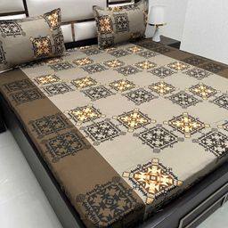 Pure Decor Brown Ethnic Printed Cotton 300 TC Queen Bedsheet Set 2.54 x 2.28 m-image-75