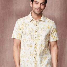 Fabindia Men Spread Collar Dyed Cotton Casual Shirt-image-12