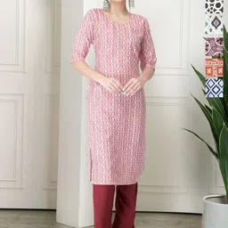 7Threads Women Ethnic Motifs Printed Floral Crepe Kurta-image-83