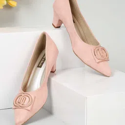 Flat n Heels Suede Block Pumps-11
