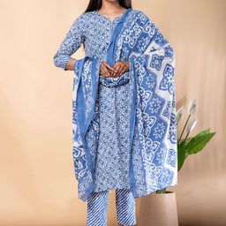 Readiprint Floral Printed Straight Pure Cotton Kurta With Palazzos & Dupatta-image-64