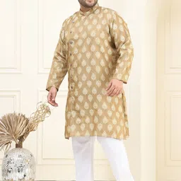 SOJANYA PLUS Men Ethnic Motifs Regular Thread Work Kurta with Pyjamas image 5