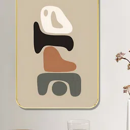 Myntra Elegant Homes Beige & White Abstract Geometric Framed Wooden Wall Art-image-57