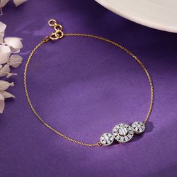GIVA Women 18 Kt Gold Circular Flower Diamond Bracelet-image-19