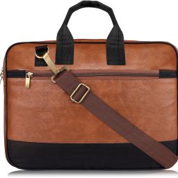 Tan Color faux leather 10L Office Laptop Bag For Men & Women AE-BG82 Waterproof Messenger Bag-image-80